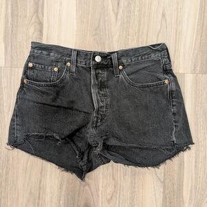 Levi’s 501 Black High Rise Denim Shorts, Size 28